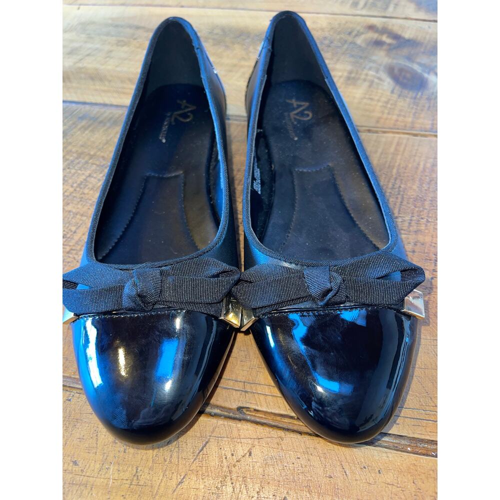 Womens A2 by Aerosoles Black Ballet Flats Cap Toe Bow Detail Size 6‎ - Picture 6 of 10